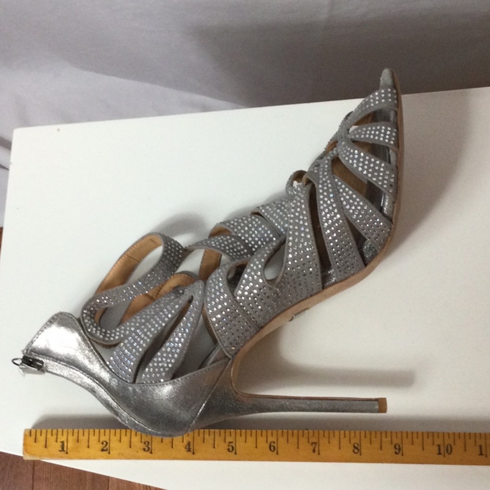 Badgley Mischka Silver Strappy Heels - Picture 9 of 10